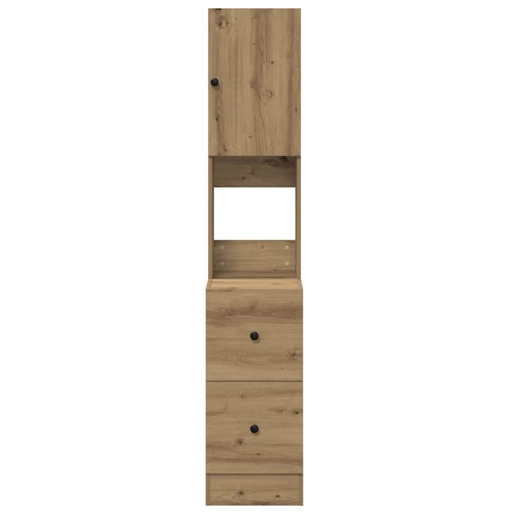 Credenza da cucina in rovere Artisan 32 x 50 x 180 cm, credenza moderna con molto spazio, 1 anta, 3 ripiani, ideale per cucina, sala da pranzo e dispensa