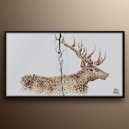 Painting Animal STAG 67" Original handmade oil painting on canvas, thick oil layers, Luxury looks, Express shipping, By Koby Feldmos