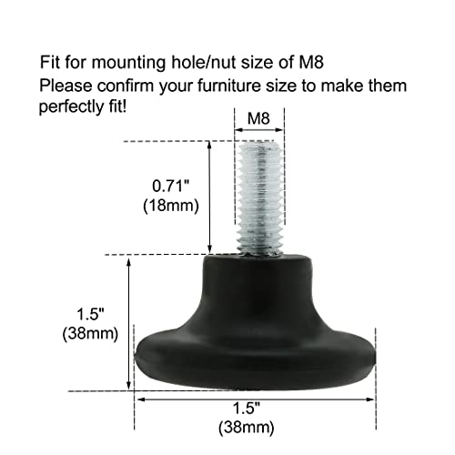 sourcingmap M8 x 18 x 38mm Furniture Leveling Feet Adjustable Leveler Floor Protector for Table Desk Leg 4 Pack - Image 2