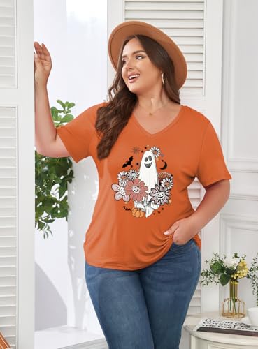 Image of ForHailey Women's Plus Size Short Sleeve Tee Shirt V Neck Basic Ladies Loose Fit T Shirt 1X-5X