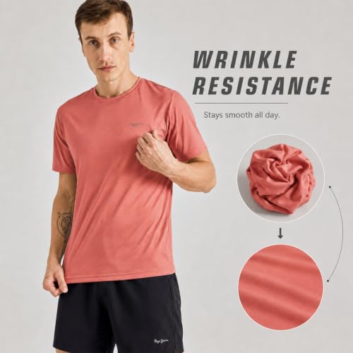 Image of Pepe Jeans Men's Solid Polyester Regular Fit T-Shirt | Lightweight Quick-Dry Athleisure Tee for Sports, Gym & Casual Wear | Moisture-Wicking Fabric | Round Neck | Short Sleeves | Active Comfort