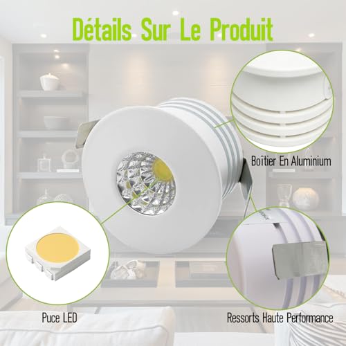 Mini spots LED encastrables aluminium au design épuré - 4