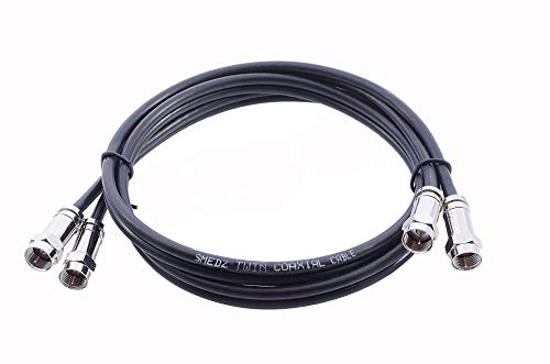 MAST DIGITAL YCAB03N/1 Smedz 2 m Twin Satellite Shotgun Coax Cable Extension Kit with Premium Fitted Compression F Connectors for Sky Q, Sky HD, Sky+ and Freesat - Black