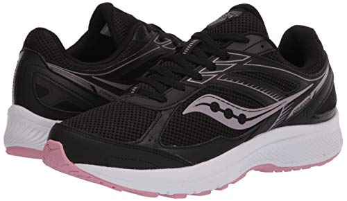 Saucony Womens Cohesion 14 Road Running Shoe, Black/Pink, 9 Wide Us #TOP6
