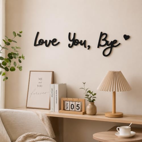 Condition photo showing New/Like New for love you bye sign above door: wooden wall decor living room, farmhouse entryway sign, boho home decor, valentine's day gift for family (black)