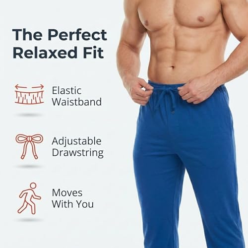 DARESAY Mens Pajama Pants 3 Pack – Soft Knit Lounge Sleepwear with Pockets, Elastic Waist & Drawstring, Up to 3XL by DARESAY - Used condition - Image 8
