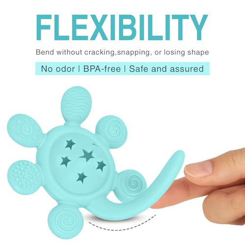 Image of Silicone Baby Teether & Rattle Toy - Soft & Safe for Infants, BPA-Free, Multi-Texture Design for Teething Relief & Early Development (Blue)
