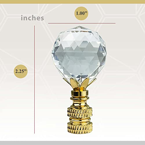Image of Royal Designs, Inc. Large Faceted Diamond Cut K9 Clear Crystal Finial for Lamp Shade, Polished Brass - Pack of 1 (Medium)