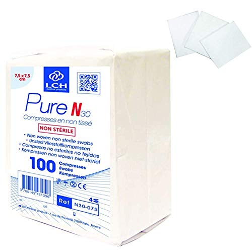LPM - 10 sachets de 100 compresses non tissée non stérile 7,5 x 7,5 cm