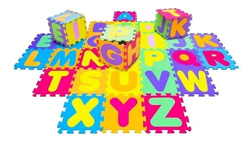 TOY KING Kit 26 Placas Tatame Tapete Infantil Eva 29x29 Bebe Colorido Alfabeto Letra 0,7 Cm Espessura Tapete De Encaixe