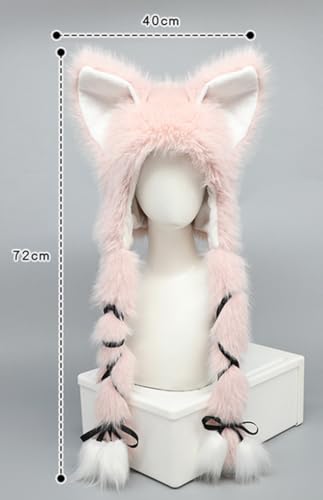 Plush Cat Ear Hat for Women Girls Students Winter Warm Hat with Ear Flap Halloween Costume Cosplay Headwear4