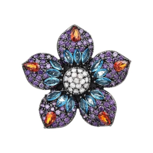 Broche magnétique en forme de fleur à cinq pétales pour femme, Métal Zinc Acrylique