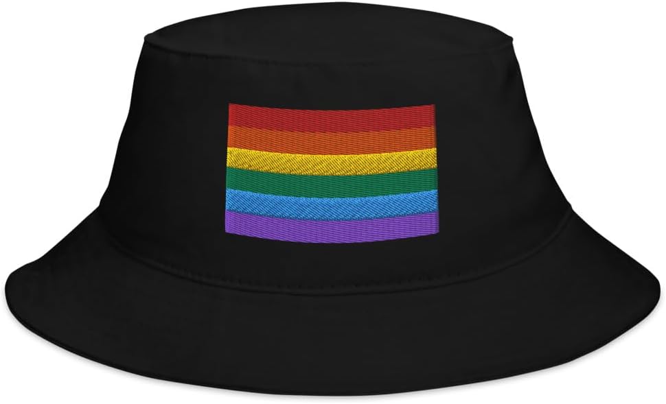 LGBTQ+ Pride Bucket Hat – Rainbow Flag Embroidery, 100% Cotton Twill, Breathable Eyelets, Gothic Streetwear