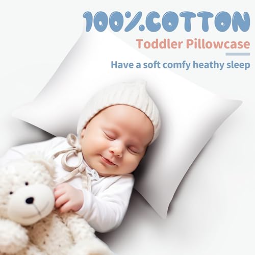 Image of 100% Egyptian Cotton Zippered Toddler Pillowcases Set of 4, 600 Thread Count Small Pillow Cases, Super Soft and Breathable Pillow Protector, 13x18 Inches (White, Toddler)