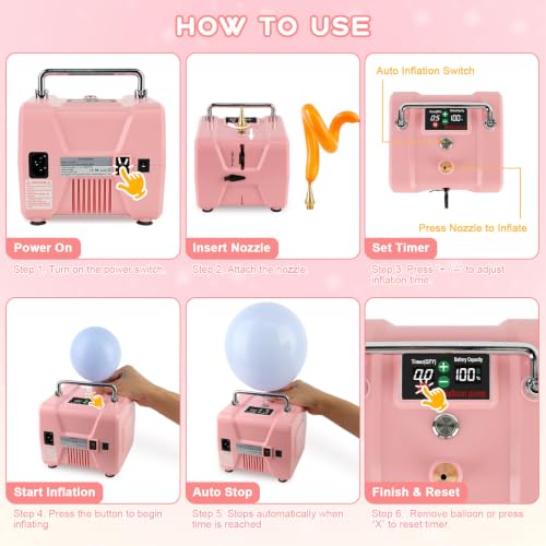 Image of IDAODAN Electric Balloon Pump, Portable Electric Balloon Blower Machine Inflator Air Pump for Party Decorations