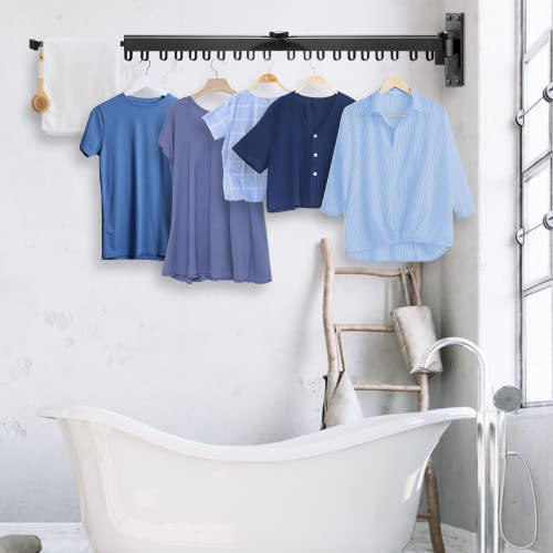 Bakala Wall Mounted Space-Saver Clothes Drying Rack, Retractable Fold Away Clothes Dry Racks, Easy To Install Design, Balcony, Mudroom, Bedroom, Poolarea(Black) #TOP7
