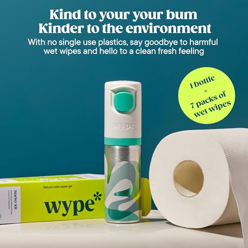 Wype | Flushable Wet Wipe Alternative Kit | Starter Kit & Mini Bundle | Toilet Roll Gel | Holiday Essentials | COSMOS Organic | 1 x Applicator, 1 x Refill (100ml), 1 x Mini (30ml) - Image 4