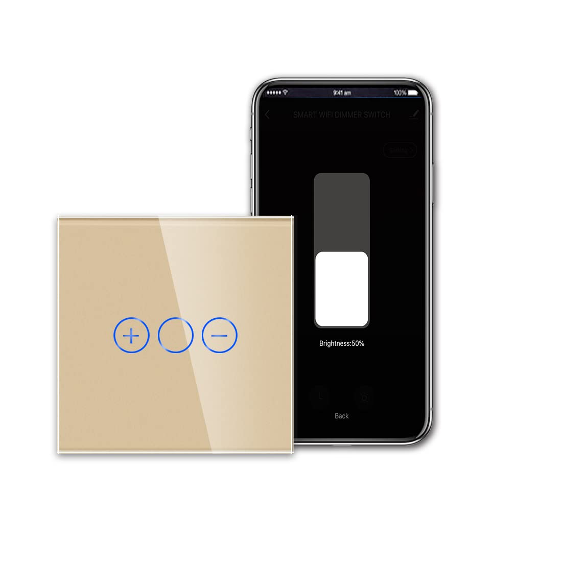 CNBINGO CNBINGO Smart Dimmer Switch for Dimmable LED Light, Voice Control by Alexa, Remote Control by Smart Life App, WiFi Touch Light Switch with Glass Wall Plate, Backlight, Neutral Wire Required