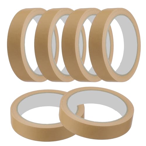 Image of MECCANIXITY Masking Tape 0.8 Inch x 21 Yard Painter's Tape Brown Paint Tapes for DIY Crafts Arts Drawing Decoration Labeling Car Painting Artist Teachers, Pack of 6