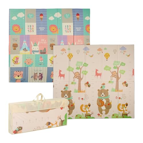 Relaxdays Spielmatte, Faltbare Kindermatte, schadstofffrei, 200 x 180 cm, XPE-Schaumstoffmatte, Krabbelmatte Baby, bunt