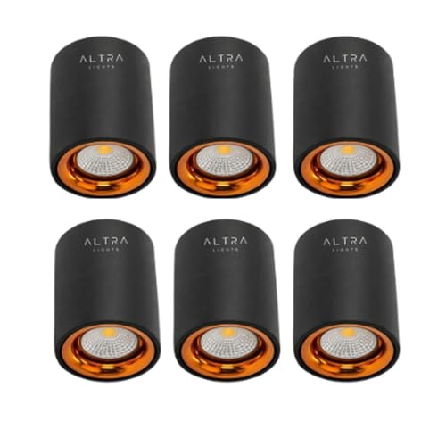 Image of 3W COB LED Surface Mounted Cylinder Downlight | Spotlight for False Ceiling | for Living Room, Office, Showroom Roof | Natural White, Aluminium Black & Rosegold Reflector | Pack of 6