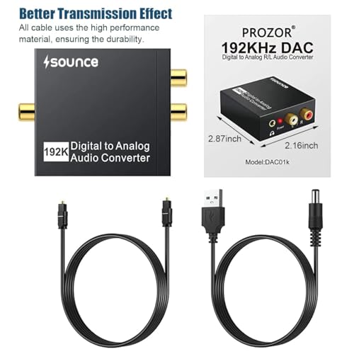Sounce 192KHz Digital to Analog Audio Converter DAC Digital SPDIF Optical to Analog L/R RCA Converter Toslink Optical to 3.5mm Jack Adapter for PS3 HD DVD PS4 Amp Apple TV Home Cinema 4 41Pe+bre+OL