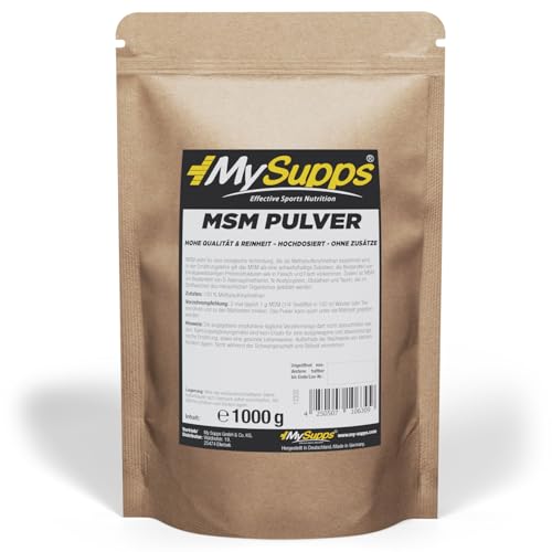 My Supps MSM-Pulver 1000g - 100% reines Methylsulfonylmethan - Organischer Schwefel hochdosiert & ohne Zusatzstoffe - MSN-Pulver ohne Zucker Laktose & Zusatzstoffe
