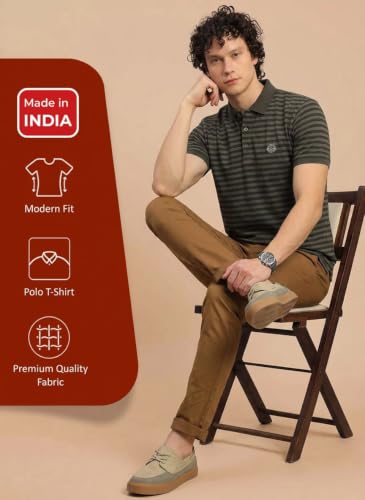 Image of Lux Nitro Men's Striped Polo T-Shirt | Cotton Blend Half Sleeve Collared T-Shirt for Man | Regular Fit Casual Wear