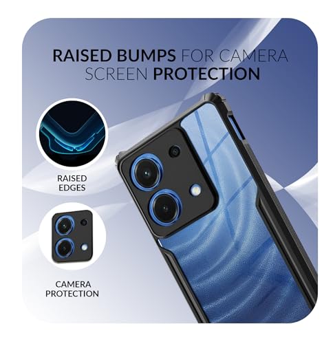 Image of Back Cover Case + Screen Protector for Redmi 15C 5G | Transparent & Black Mobile Phone Back Case Cover for Redmi 15 C | Camera Protection | Redmi 15C 5G TPU & PC Black Back Cover Case