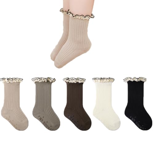 Colorful Childhood Baby Girls Frily Ruffles Socks Newborn Infants Toddlers Non-Slip Grip Ankle Socks