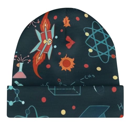 Science Pattern Kids Beanie Hat for for Girls Boys Children Cap Winter Knitted Chemo Cancer Headwear Accessories Gifts Decoration Black4