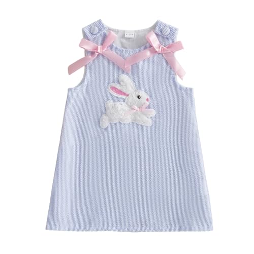 Lucikamy Toddler Baby Girl Easter Outfit Fly/Short Sleeve Bunny Embroidery A-Line Dresses Kids...