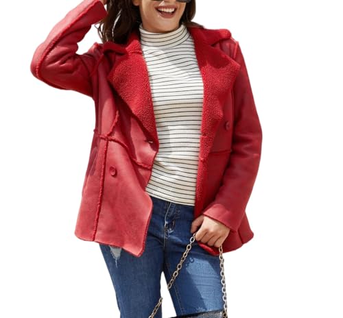 Chaqueta De Piel Sintética De Ante para Mujer, Chaqueta Informal De Piel con Forro De Sherpa para Invierno, Chaqueta De Ante para Mujer, Gabardina, Cárdigan Grueso, Ropa De Abrigo con Bolsillos, T