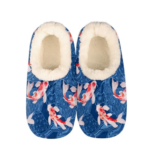Japanese Goldfish Slippers for Women Slipper Socks Soft Fuzzy House Slippers Shoes for Indoor Bedroom, Winter Cozy Christmas Gifts, Goldfish