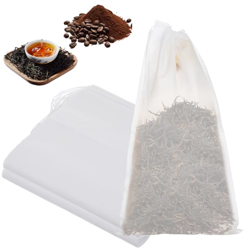 Nogeqi 30 bolsas de especias de 25 x 15 cm para cocinar, de tela no tejida, colador de especias reutilizable para cocinar, bolsas de especias para cocinar especias con cordón para cocinar especias té