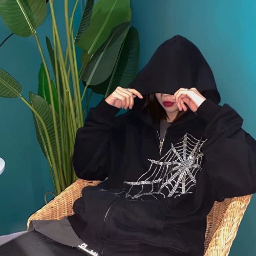 Citgeett Womens Y2K Goth Punk Hoodie Sweatshirt Hip Hop Hooded Jacket Print Coat Harajuku Zipper Top E-Girl Halloween thumb #5