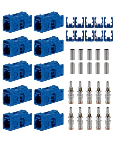 Vecys 10PCS Fakra C Female Crimp Connectors Fakra C Female Blue Connector Coding Crimp for RG316 RG174 LMR100 Cable
