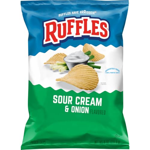 Ruffles Potato Chips, Sour Cream & Onion, 8oz Bag