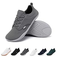 Geweo Barfußschuhe Herren Damen Sommer Bequeme Barfuss Schuhe Sneaker Breite Laufschuhe Straßenlaufschuhe Leicht Sports Fitness Schuhe Barefoot Shoes Bequem Turnschuhe Frauen Männer, Grau 41 EU