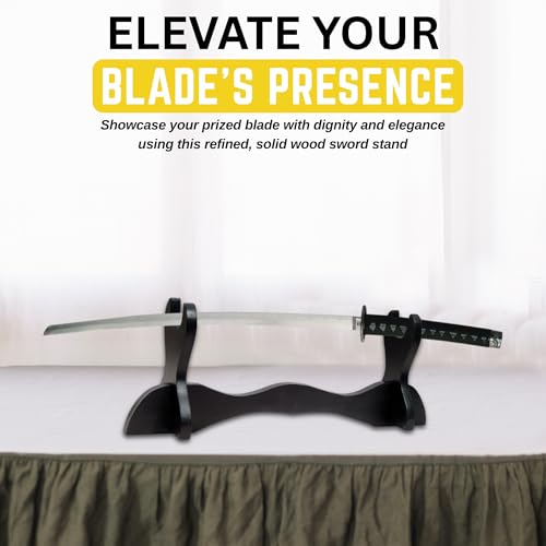 Support épée seule horizontal présentoir katana sabre bois - 7
