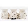 Hosley Elegant Ceramic Oil Warmers with Leaf Pattern and Speckle Design 4.5 Inches High Tealight Compatible for Aromatherapy and Home Decor Set of 3