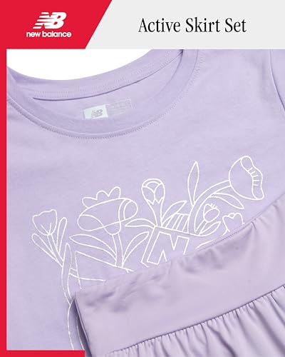 Image of New Balance Girls Athletic Skort Set - 2 Piece Active Short Sleeve Girls Shirts & Tennis Scooter Skirt Clothing Set