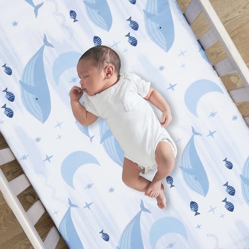 Image of Lambs & Ivy Bubbles & Squirt 3-Piece Whale /Ocean Aquatic Baby Crib Bedding Set