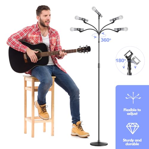 Oukmic Mic Stand, Microphone Stand Floor Detachable Gooseneck Universal Mic Mount With Heavy Compact Round Base thumb #3