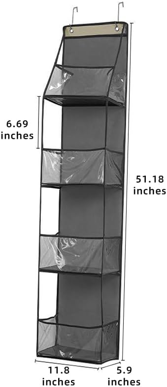 Miniatura 6 de Organizador colgante para puerta de armario, 4 estantes y 4 bolsillos para artículos esenciales de bebé, almacenamiento de dormitorio de niñas,
