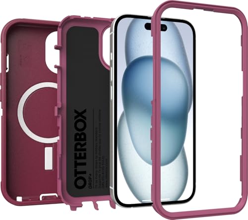 Image of OtterBox iPhone 16e, 15, 14, & 13 Defender Series - Foxberry Pink, screenless, Rugged & Durable, with Port Protection, Snaps to MagSafe