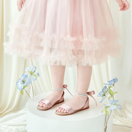 Image of Otter MOMO Girls Open Toe Princess Flat Sandals with Comfort Sole Summer Sandals