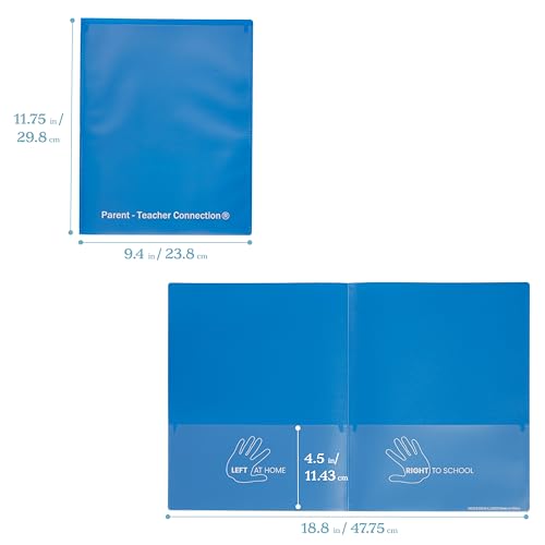 Image of ECR4Kids 2-Pocket Parent-Teacher Classroom Communication Folder, School Supplies, Blue, 36-Piece