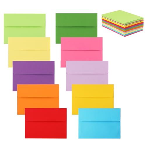 Granhoolm 100 Pack A7 Invitation Envelopes 5.25 X 7 .25 For 5X7 Cards - Peel &Amp; Press,Ideal For Invitations,Weddings,Parties,Greeting Cards,Photos(Multicolor)