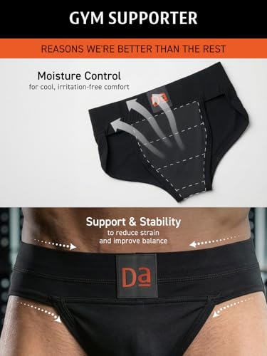 Image of DAMENSCH Activewear Supporter for Gym, Premium Microfiber Blend for Men Workout, Quick Dry, Moisture Wicking Supporter for Cricket, Gym, Running, Sports Underwear for Men